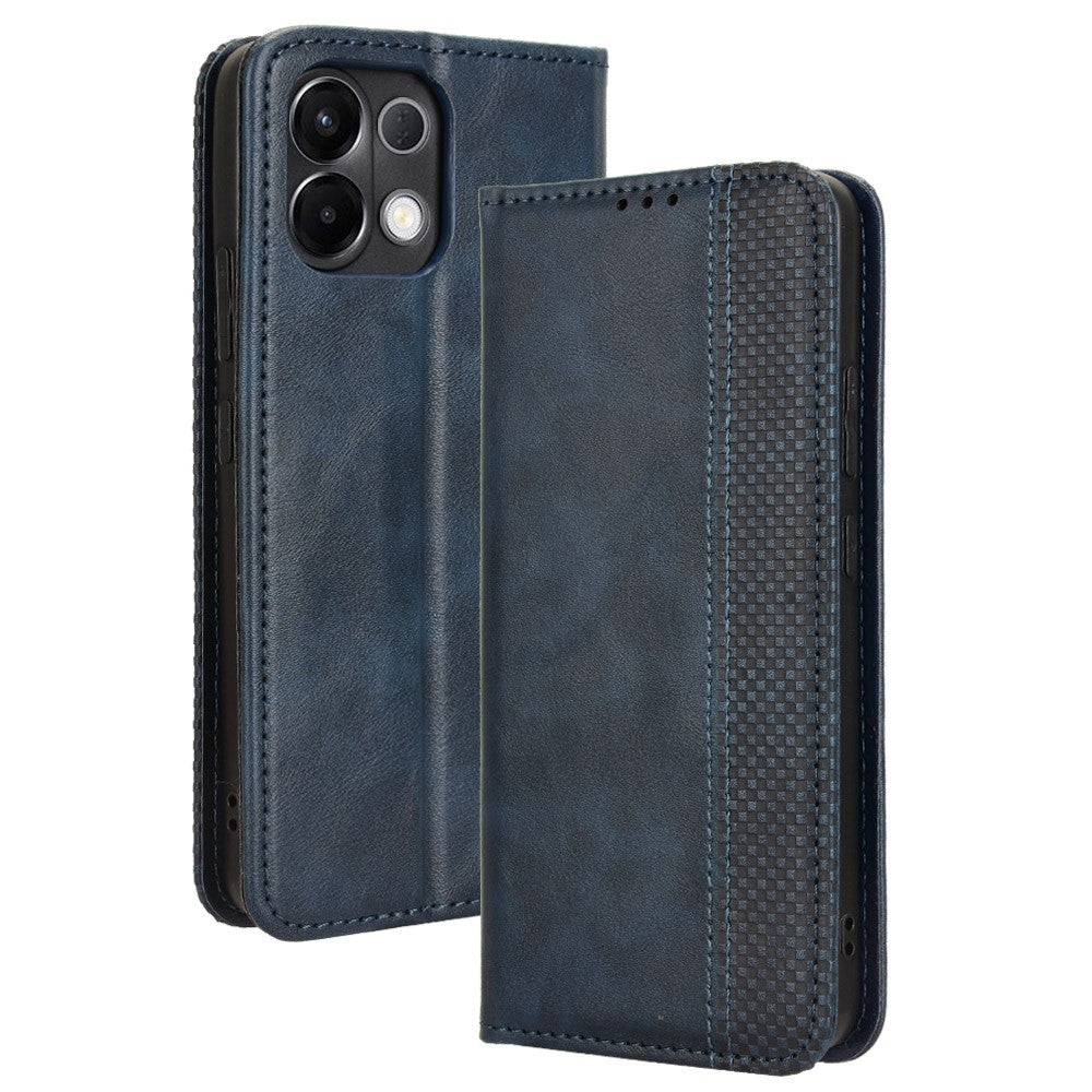 For Oppo K13 5G Leather Case Wallet Stand Retro Texture Phone Cover - Blue
