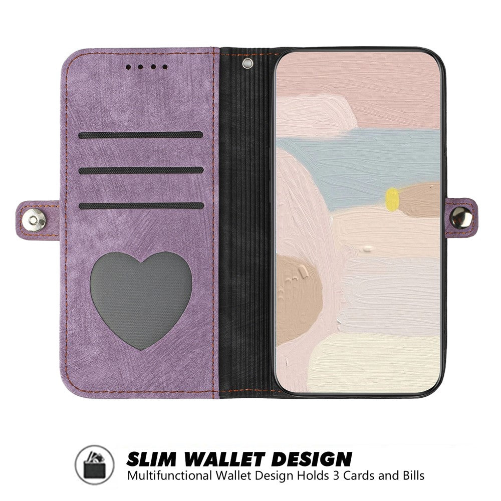 For iPhone 17 Pro Max PU Leather Case with Strap Phone Cover Stand Side Magnetic Button Design - Black+Purple