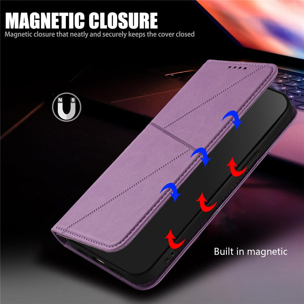 For iPhone 17 Pro Max Wallet Case Magnetic Closure Leather Flip Phone Cover with Stand - Purple