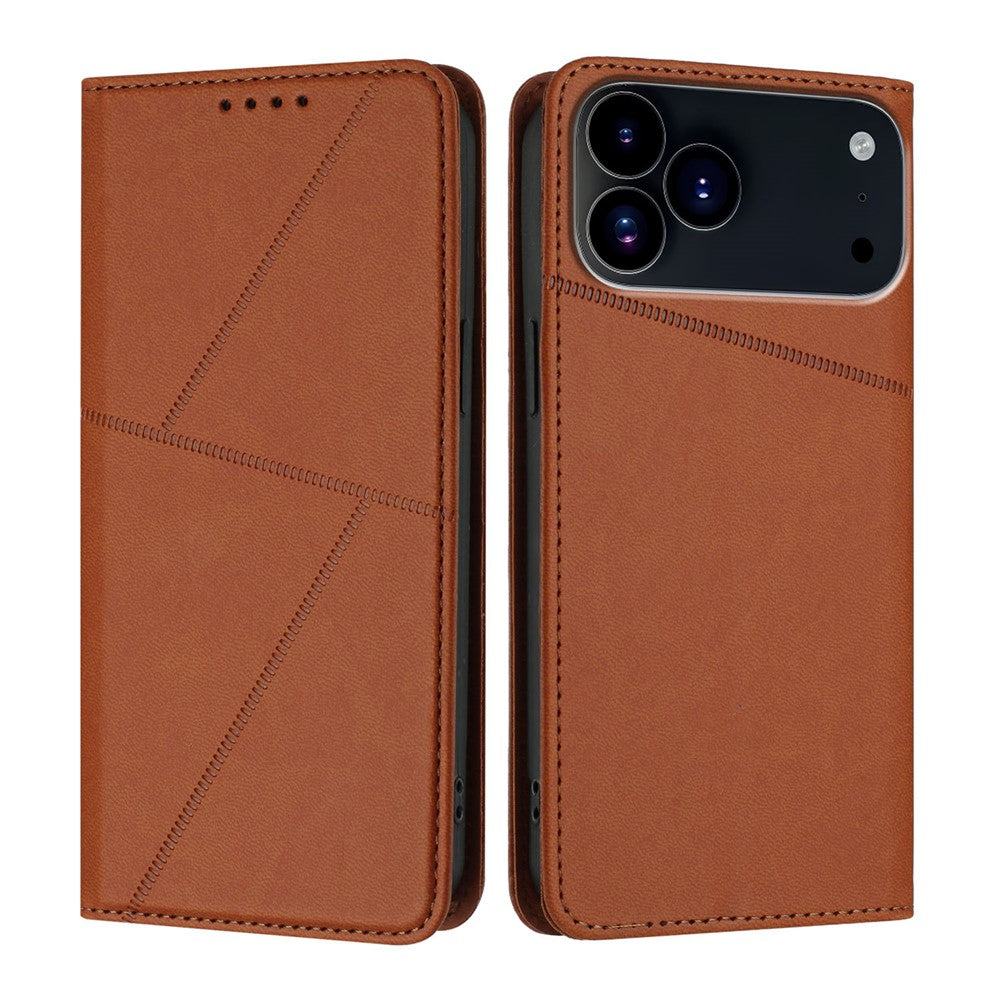 For iPhone 17 Pro Max Wallet Case Magnetic Closure Leather Flip Phone Cover with Stand - Coffee