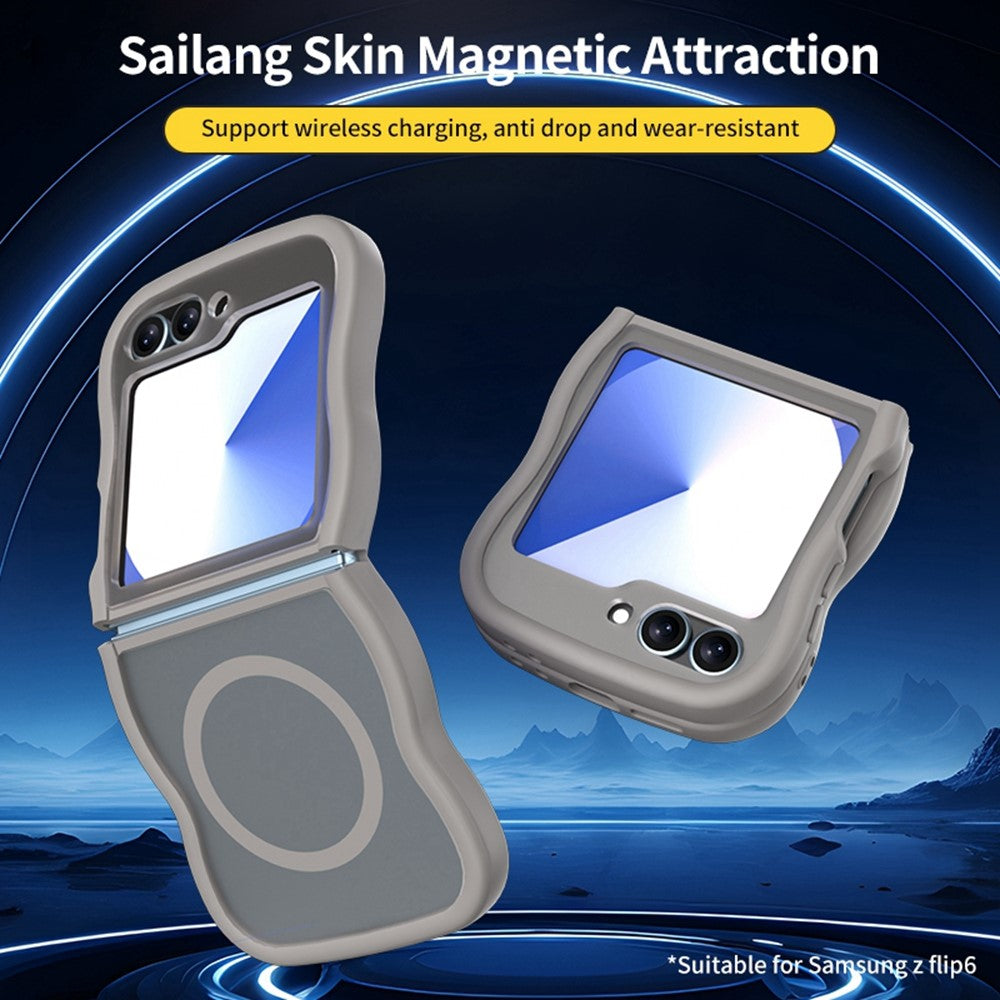 Phone Case for Samsung Galaxy Z Flip7 FE 5G / Z Flip6 5G / Flip5 5G Compatible with MagSafe TPU + PC Back Cover Skin Touch Wave Shape - Purple