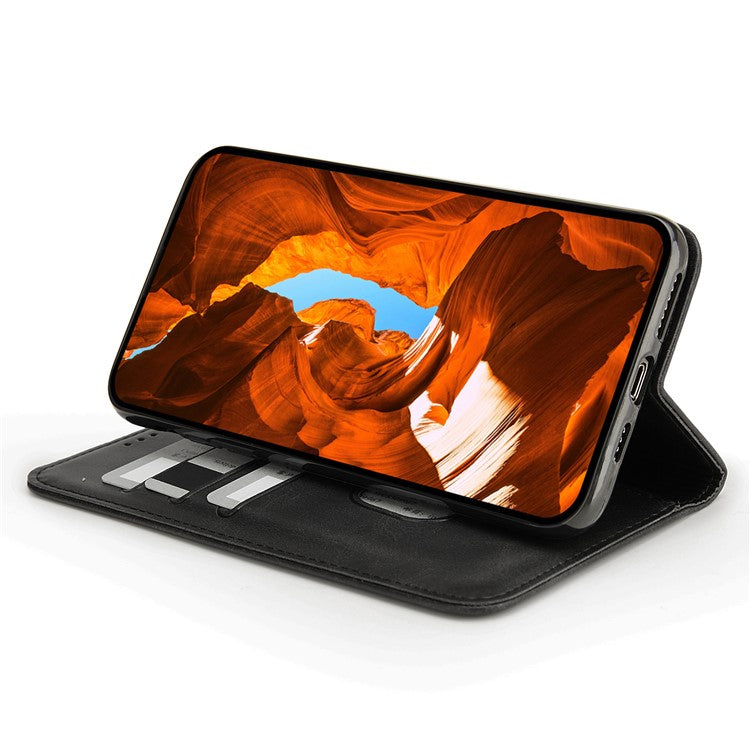 For Oppo Reno13 F 5G Stand Case Lucky Deer Imprinted Magnetic Closure Leather Wallet Phone Cover - Black