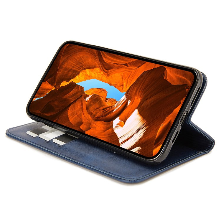 For Oppo Reno13 F 5G Stand Case Lucky Deer Imprinted Magnetic Closure Leather Wallet Phone Cover - Blue