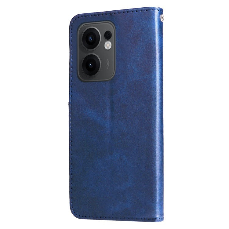 For Oppo Reno13 F 5G Stand Case Lucky Deer Imprinted Magnetic Closure Leather Wallet Phone Cover - Blue