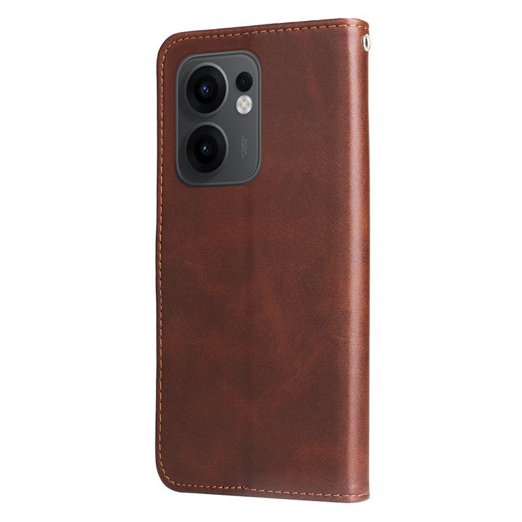 For Oppo Reno13 F 5G Stand Case Lucky Deer Imprinted Magnetic Closure Leather Wallet Phone Cover - Brown