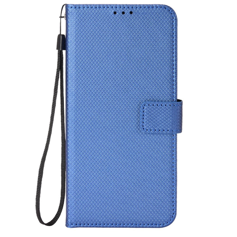 For Oppo K13 5G Leather Wallet Case with Strap Diamond Texture Phone Cover - Blue