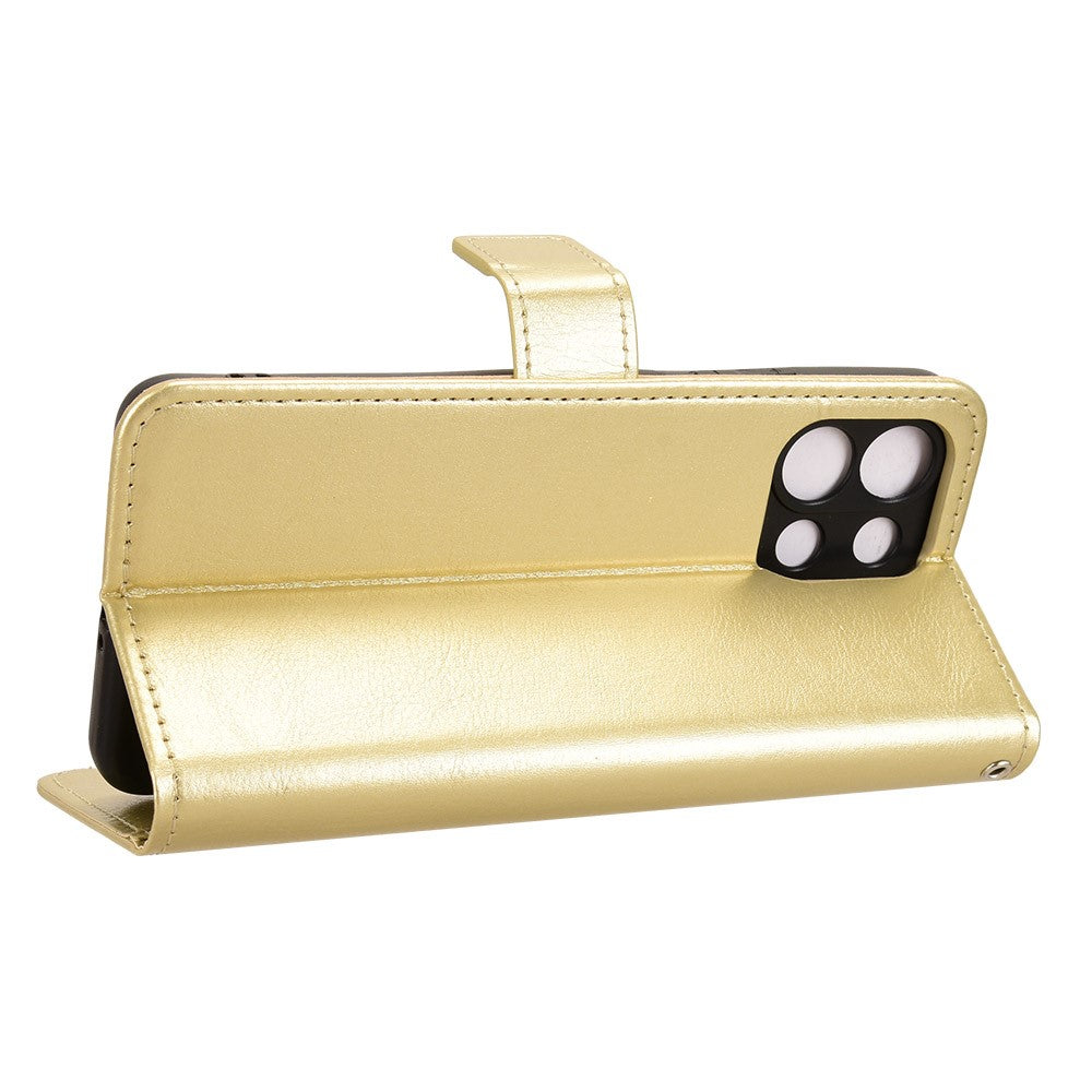 For Oppo K13 5G PU Leather Case with Strap Crazy Horse Texture Phone Wallet Cover - Gold