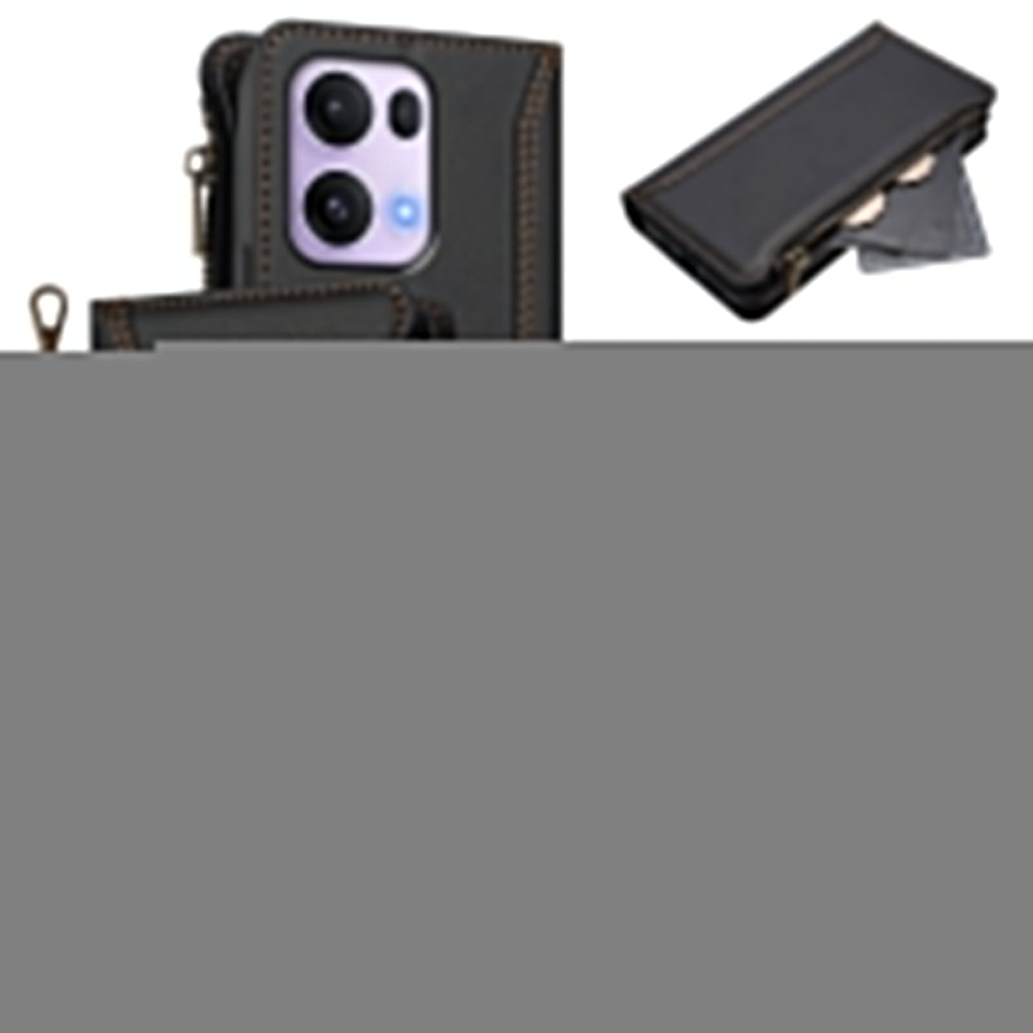 For Oppo Reno13 Pro 5G Leather Case 9 Card Slots Zipper Wallet Stand Phone Cover with Wrist Strap - Black