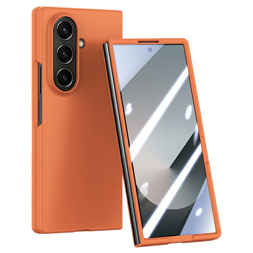 For Samsung Galaxy Z Fold7 5G Case Large Window Hard PC Phone Cover with Small Screen Film - Orange