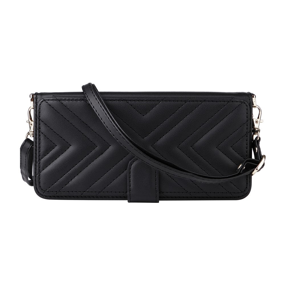 For Oppo K13 5G / K13x / K12s Case with Shoulder / Wrist Strap Leather Phone Cover Stand Wallet - Black