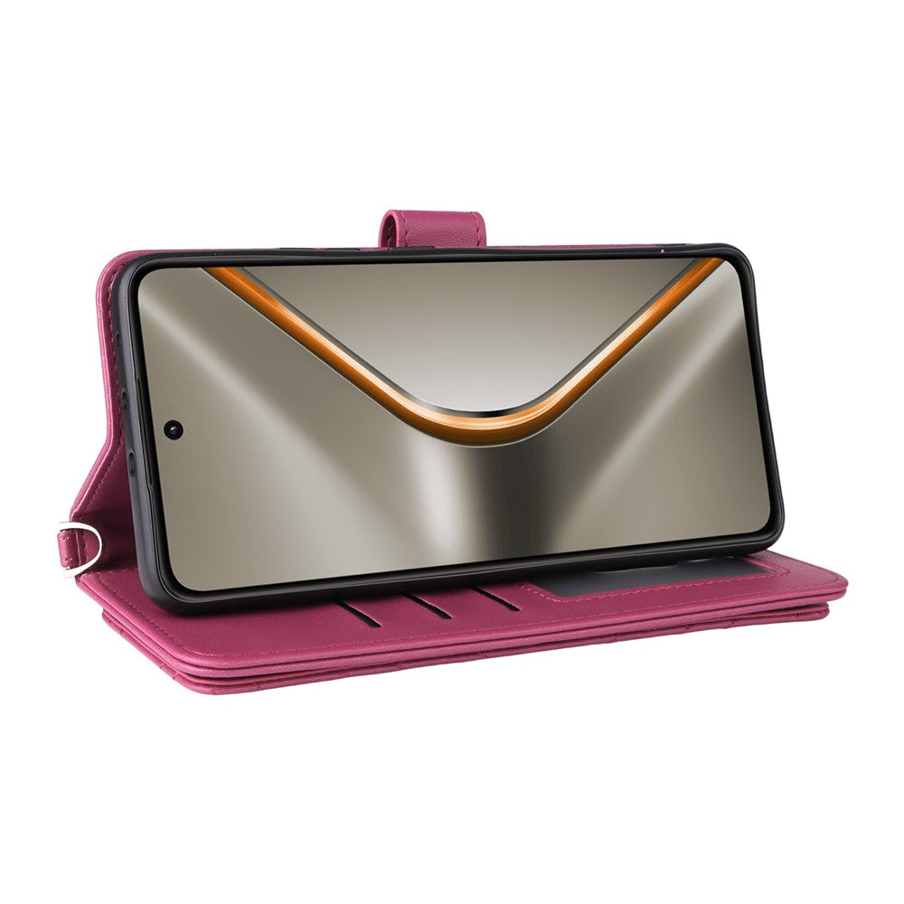 For Oppo K13 5G / K13x / K12s Case with Shoulder / Wrist Strap Leather Phone Cover Stand Wallet - Rose