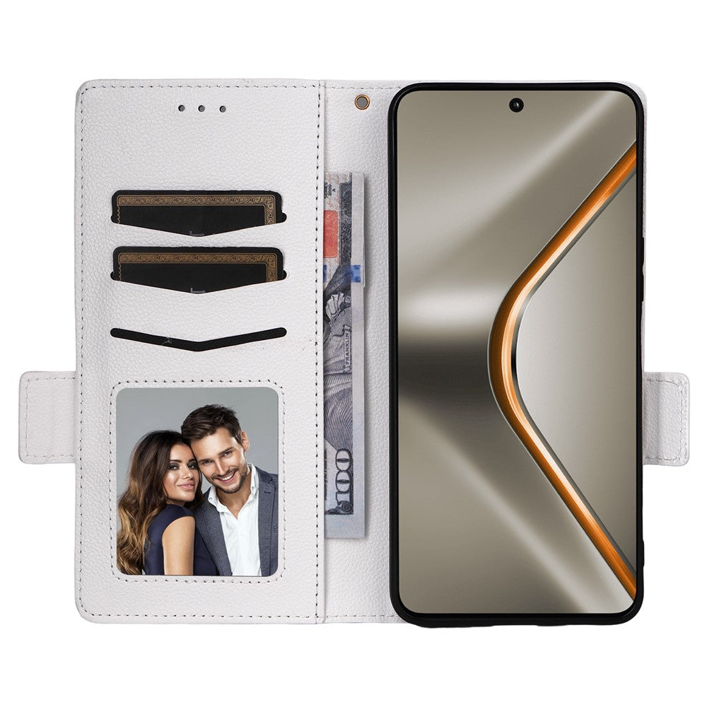 For Oppo K13 5G / K13x / K12s Case with Wrist Strap Litchi Texture PU Leather Wallet Phone Cover - White