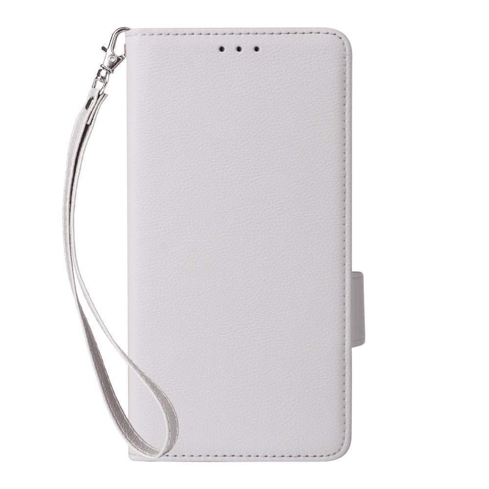 For Oppo K13 5G / K13x / K12s Case with Wrist Strap Litchi Texture PU Leather Wallet Phone Cover - White