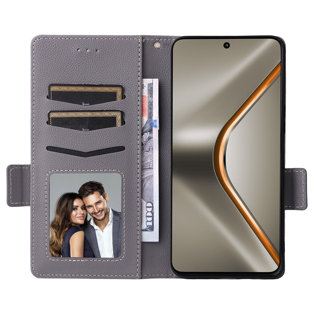 For Oppo K13 5G / K13x / K12s Case with Wrist Strap Litchi Texture PU Leather Wallet Phone Cover - Grey