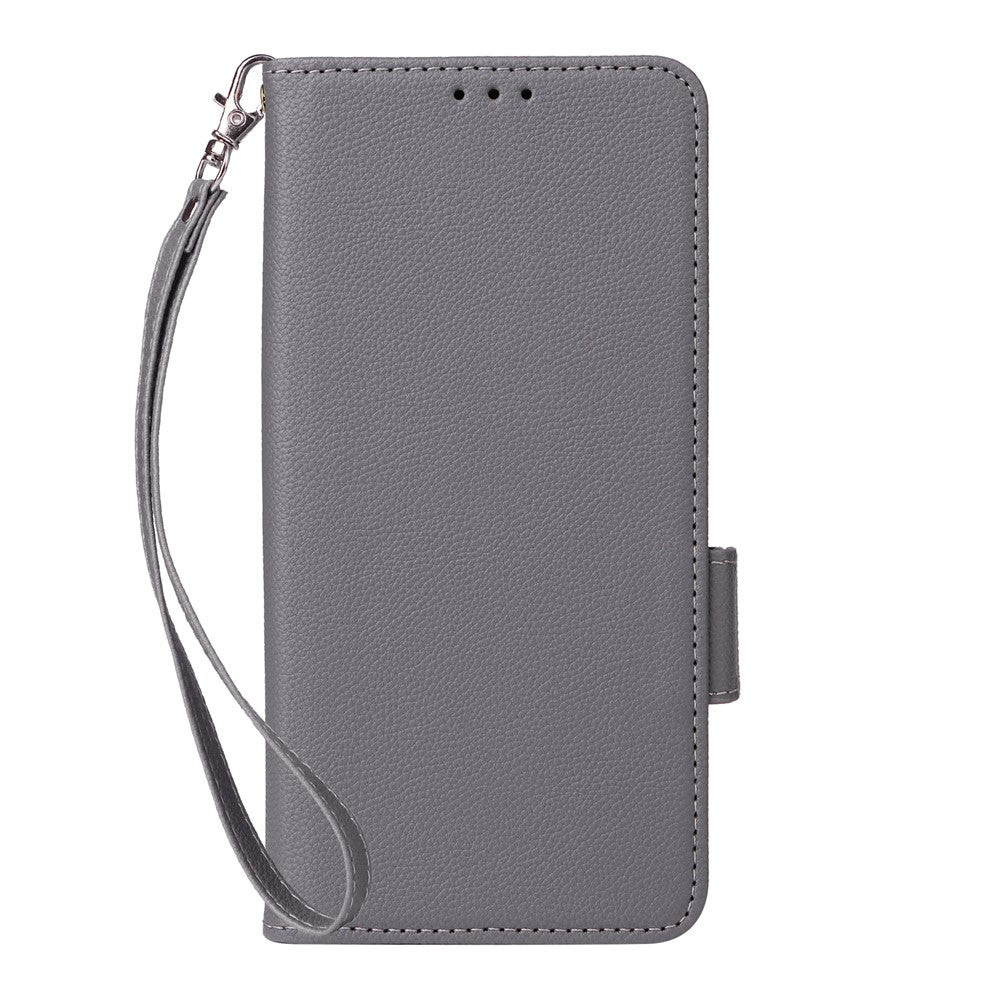 For Oppo K13 5G / K13x / K12s Case with Wrist Strap Litchi Texture PU Leather Wallet Phone Cover - Grey