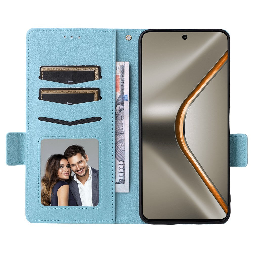 For Oppo K13 5G / K13x / K12s Case with Wrist Strap Litchi Texture PU Leather Wallet Phone Cover - Baby Blue