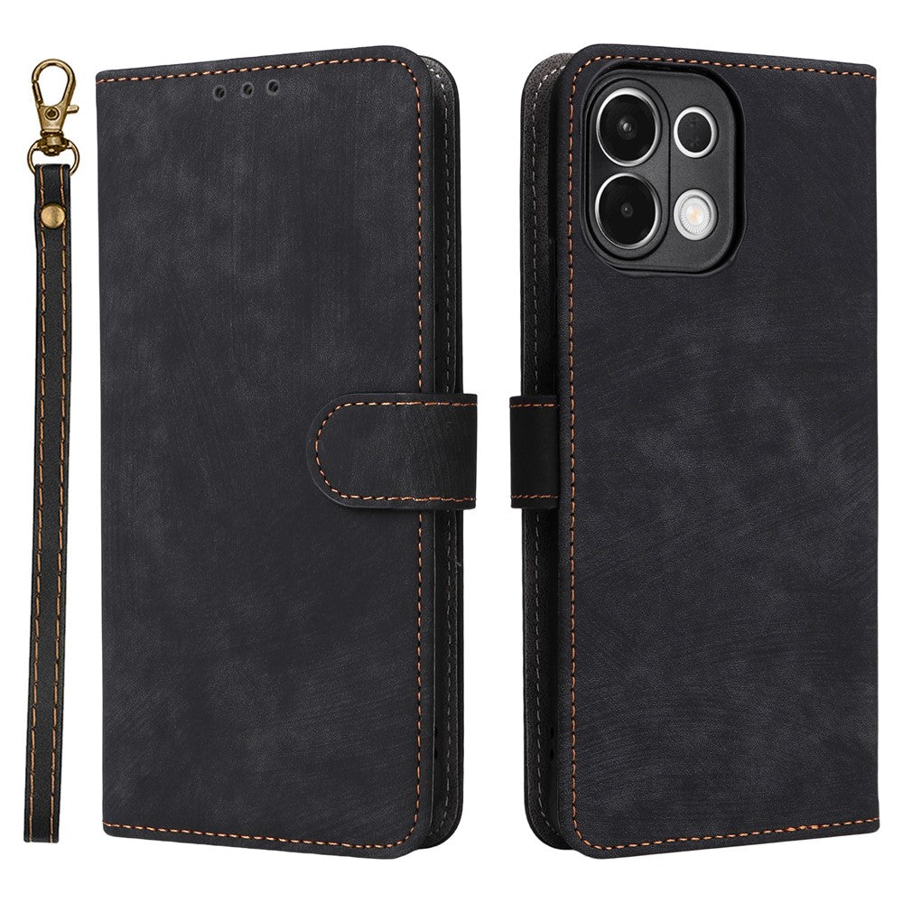 For Oppo K13 5G / 13x / K12s Case Wallet RFID Blocking PU Leather Phone Cover Stand with Strap - Black