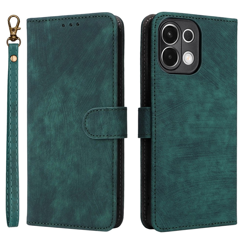 For Oppo K13 5G / 13x / K12s Case Wallet RFID Blocking PU Leather Phone Cover Stand with Strap - Green