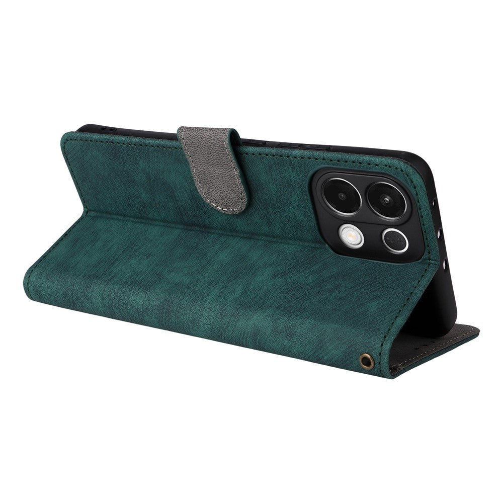 For Oppo K13 5G / 13x / K12s Case Wallet RFID Blocking PU Leather Phone Cover Stand with Strap - Green