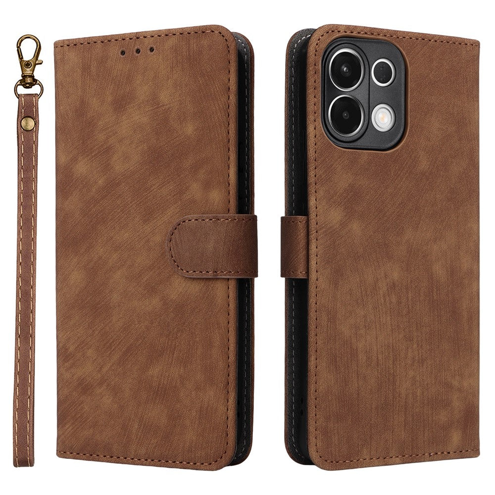 For Oppo K13 5G / 13x / K12s Case Wallet RFID Blocking PU Leather Phone Cover Stand with Strap - Brown