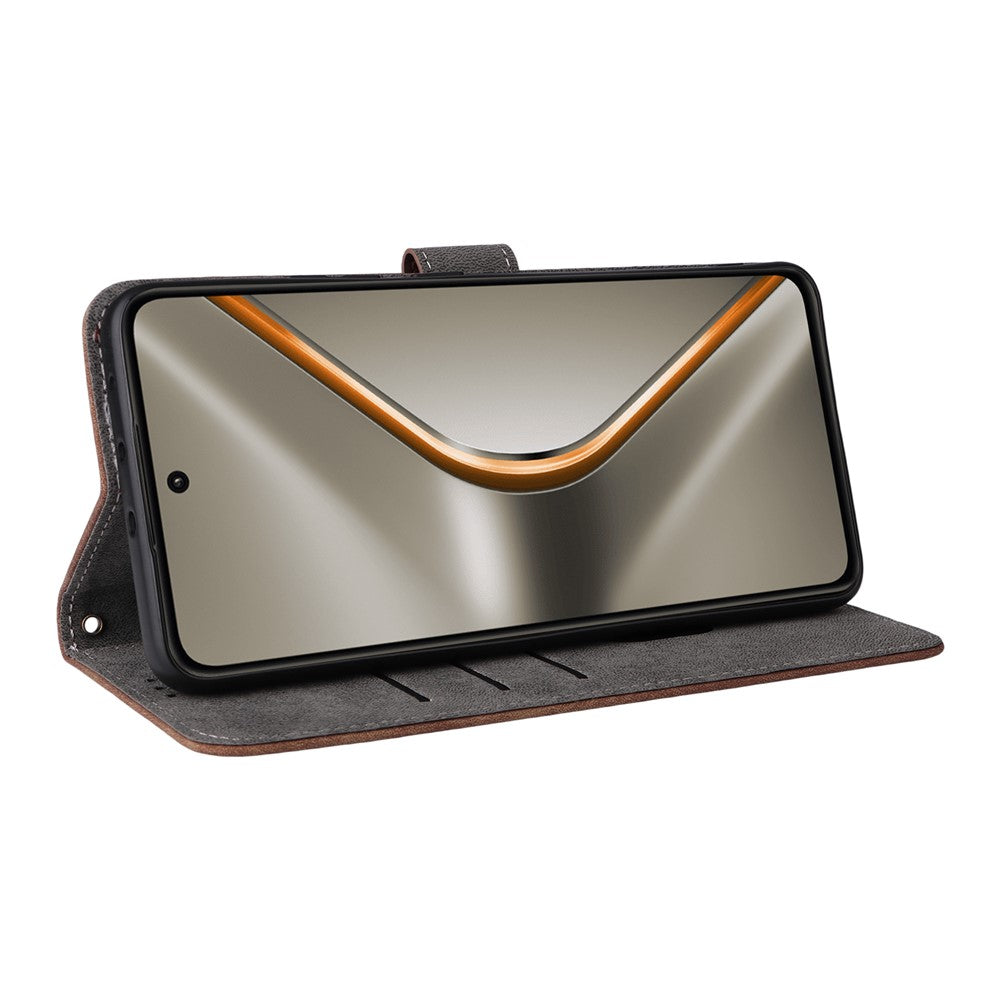 For Oppo K13 5G / 13x / K12s Case Wallet RFID Blocking PU Leather Phone Cover Stand with Strap - Brown