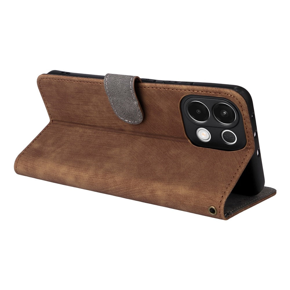 For Oppo K13 5G / 13x / K12s Case Wallet RFID Blocking PU Leather Phone Cover Stand with Strap - Brown