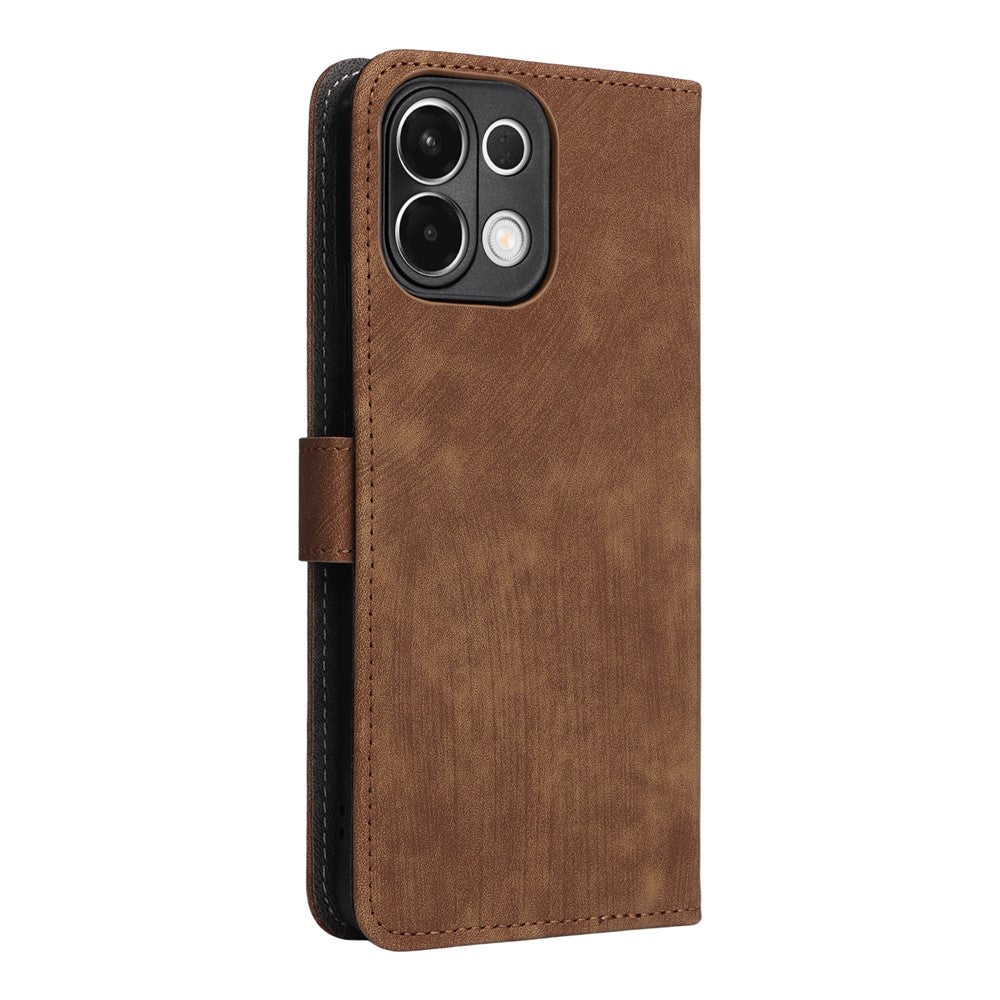 For Oppo K13 5G / 13x / K12s Case Wallet RFID Blocking PU Leather Phone Cover Stand with Strap - Brown