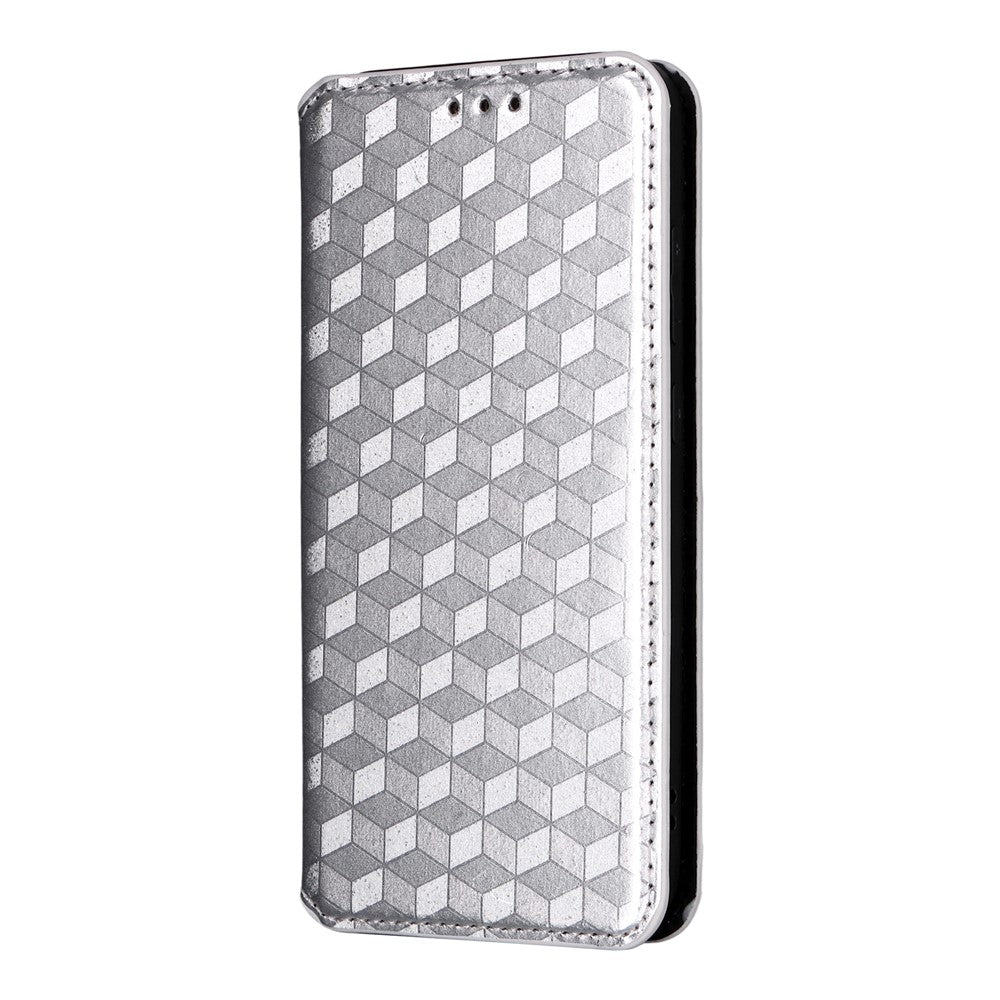 For Oppo K13 5G / K13x / K12s Case Wallet Rhombus Imprinted Leather Phone Cover - Silver
