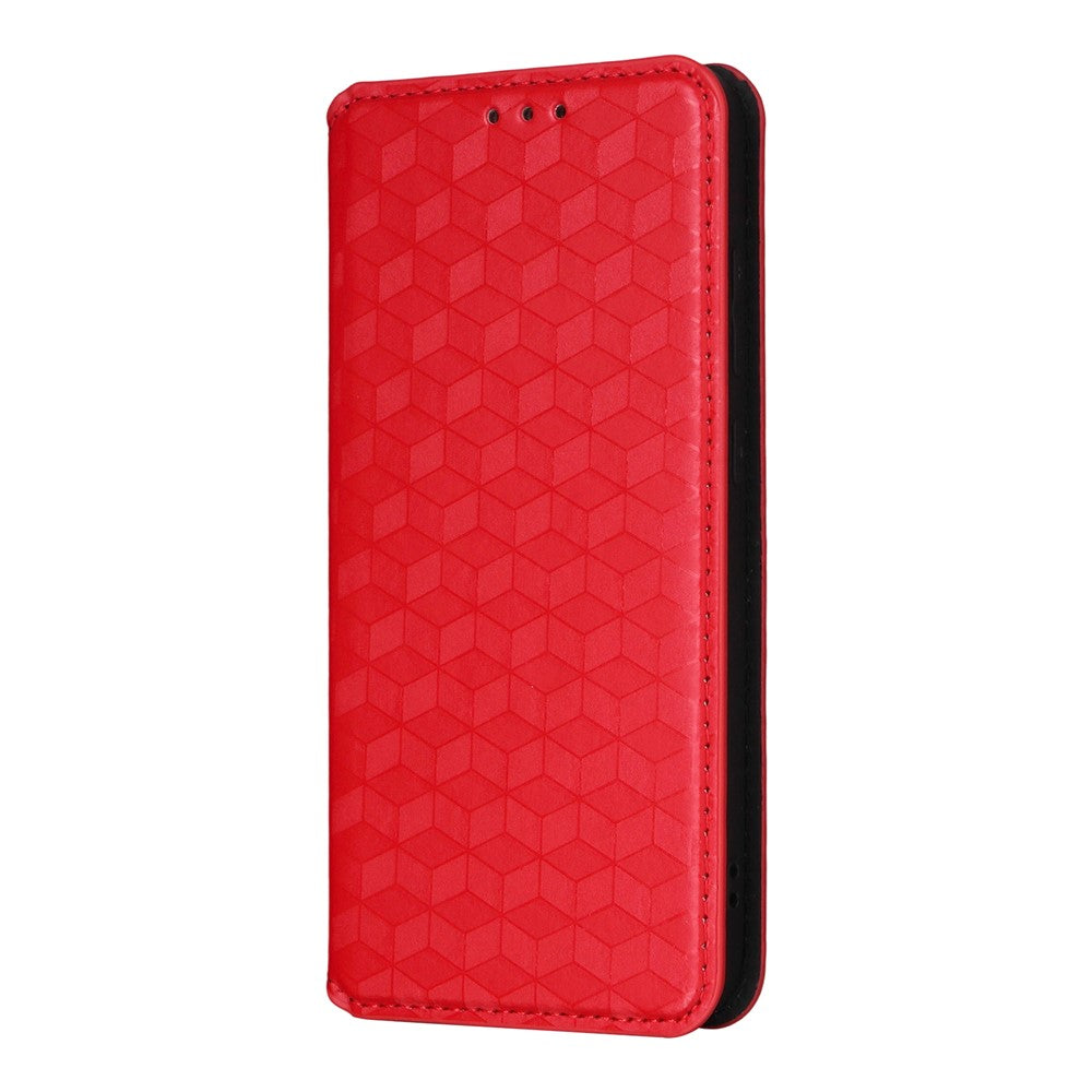 For Oppo K13 5G / K13x / K12s Case Wallet Rhombus Imprinted Leather Phone Cover - Red