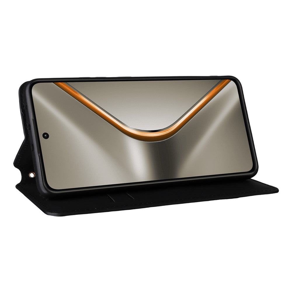 For Oppo K13 5G / K13x / K12s Case Wallet Rhombus Imprinted Leather Phone Cover - Black