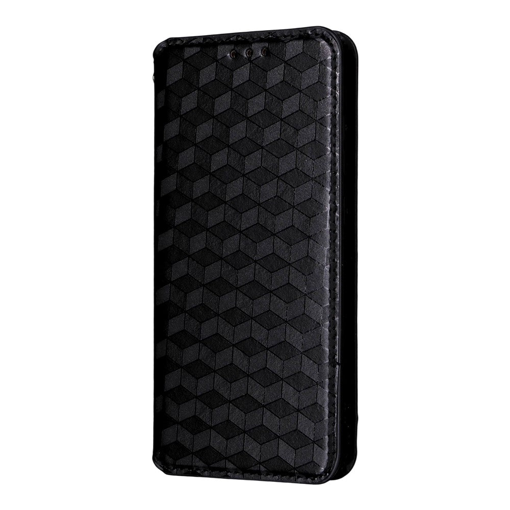 For Oppo K13 5G / K13x / K12s Case Wallet Rhombus Imprinted Leather Phone Cover - Black