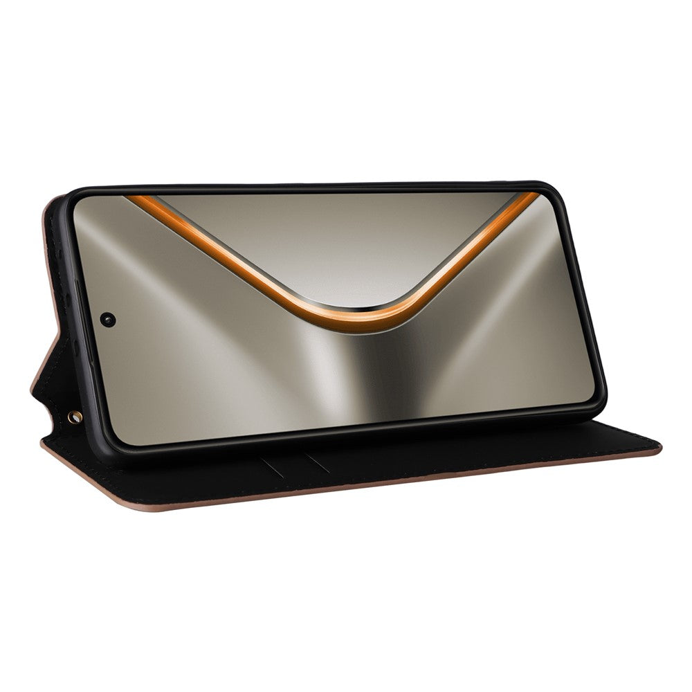 For Oppo K13 5G / K13x / K12s Case Wallet Rhombus Imprinted Leather Phone Cover - Brown