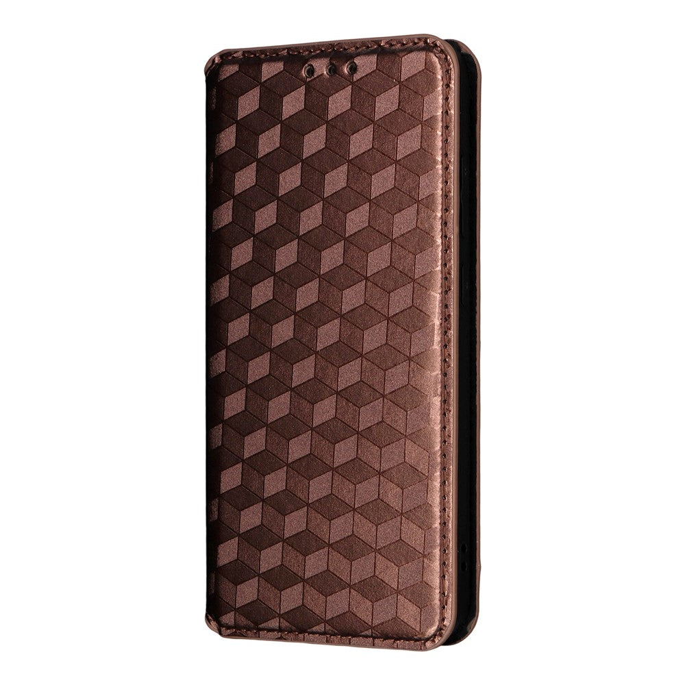 For Oppo K13 5G / K13x / K12s Case Wallet Rhombus Imprinted Leather Phone Cover - Brown