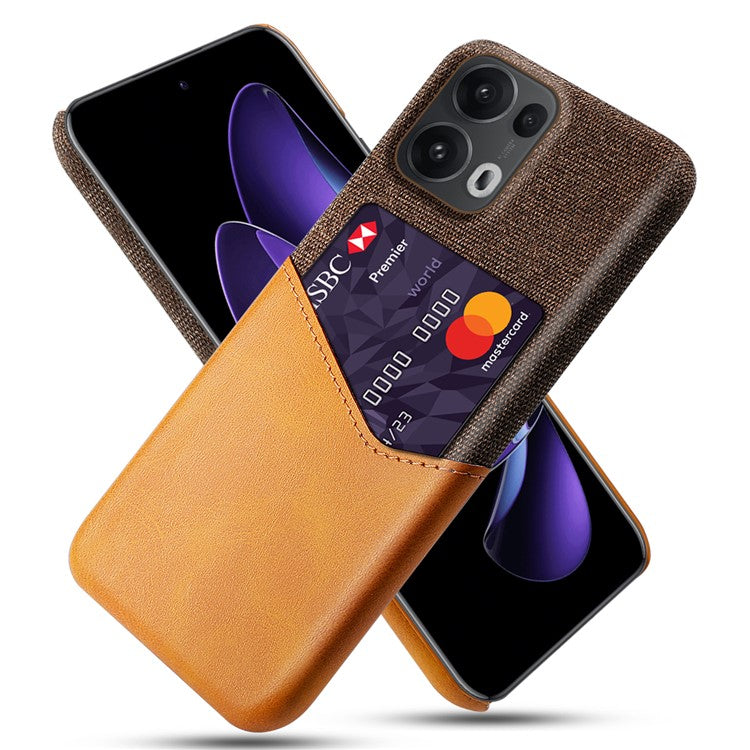 For Oppo Reno13 Pro 5G Case PU Leather Cloth Texture Hard PC Phone Cover with Card Holder - Orange