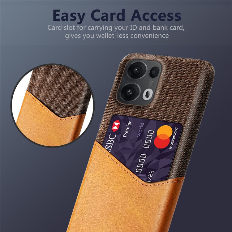 For Oppo Reno13 Pro 5G Case PU Leather Cloth Texture Hard PC Phone Cover with Card Holder - Orange