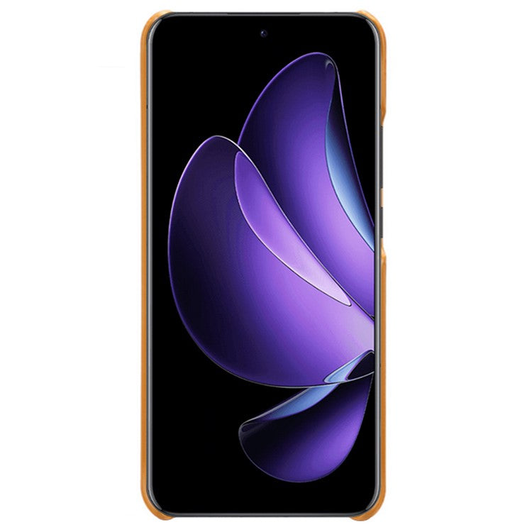 For Oppo Reno13 Pro 5G Case Calf Texture PU Leather Hard PC Protective Phone Cover - Orange