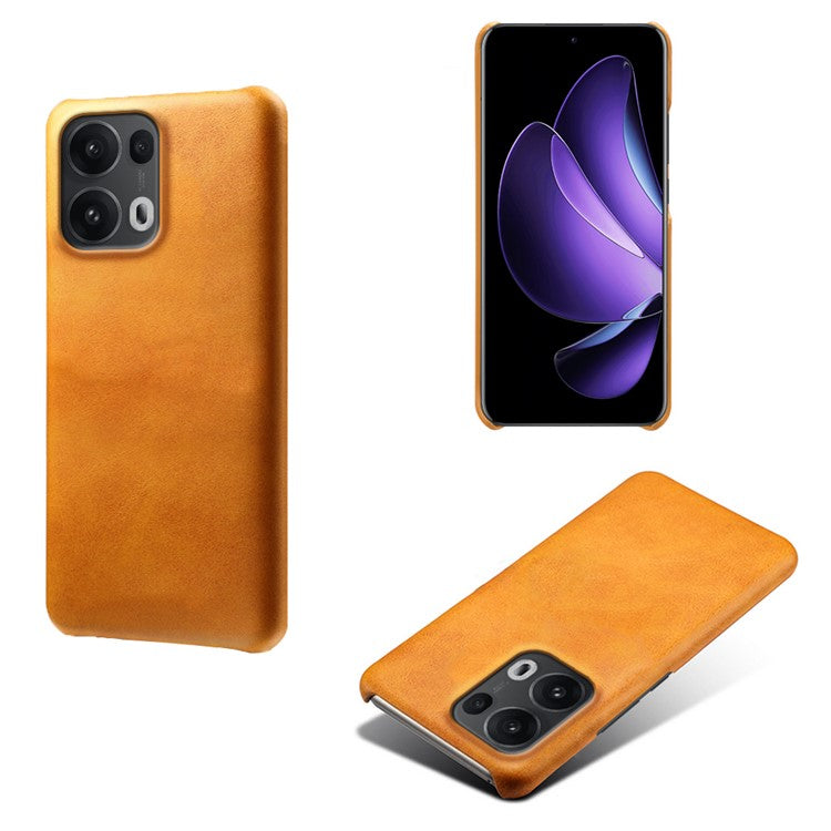 For Oppo Reno13 Pro 5G Case Calf Texture PU Leather Hard PC Protective Phone Cover - Orange