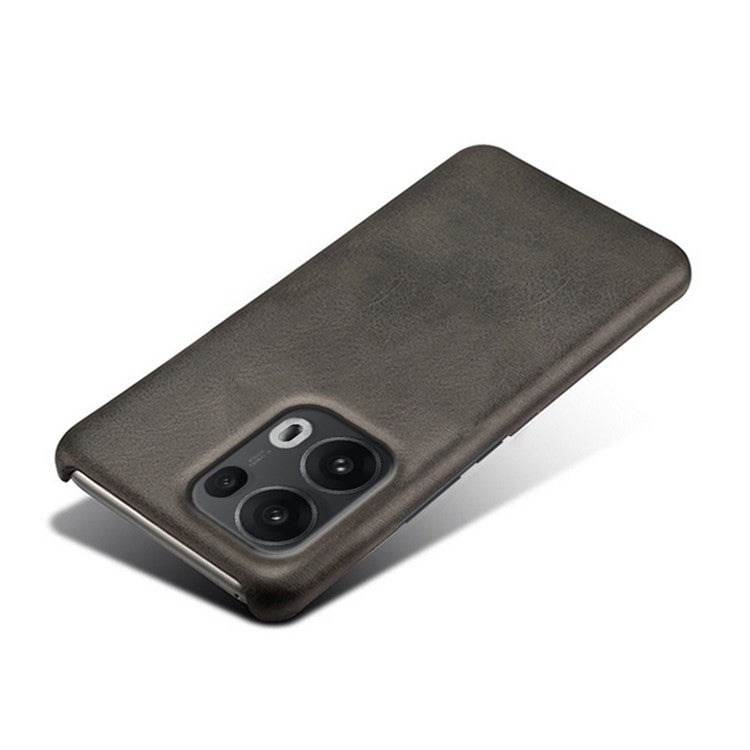 For Oppo Reno13 Pro 5G Case Calf Texture PU Leather Hard PC Protective Phone Cover - Black