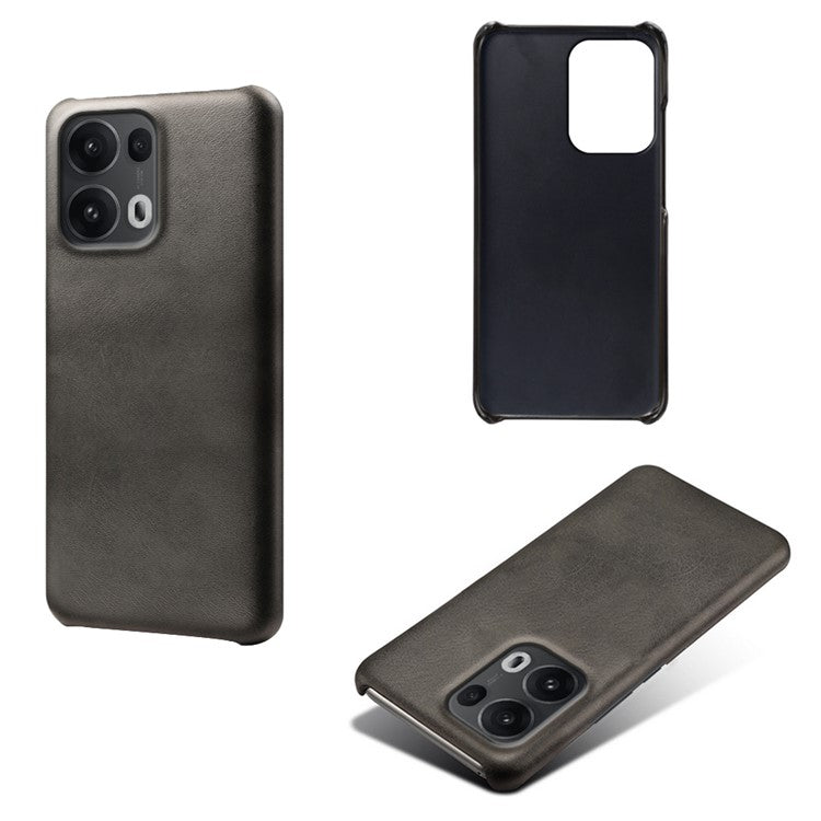 For Oppo Reno13 Pro 5G Case Calf Texture PU Leather Hard PC Protective Phone Cover - Black