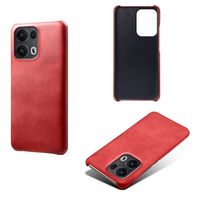 For Oppo Reno13 Pro 5G Case Calf Texture PU Leather Hard PC Protective Phone Cover - Red