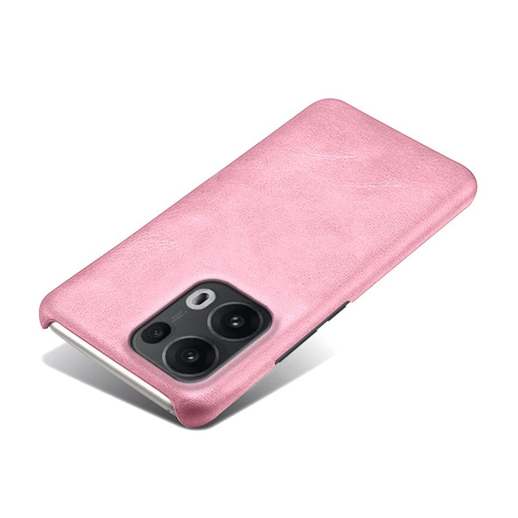 For Oppo Reno13 Pro 5G Case Calf Texture PU Leather Hard PC Protective Phone Cover - Rose Gold