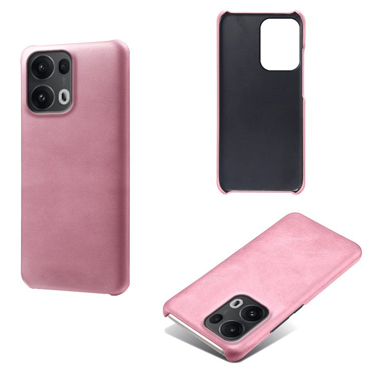 For Oppo Reno13 Pro 5G Case Calf Texture PU Leather Hard PC Protective Phone Cover - Rose Gold