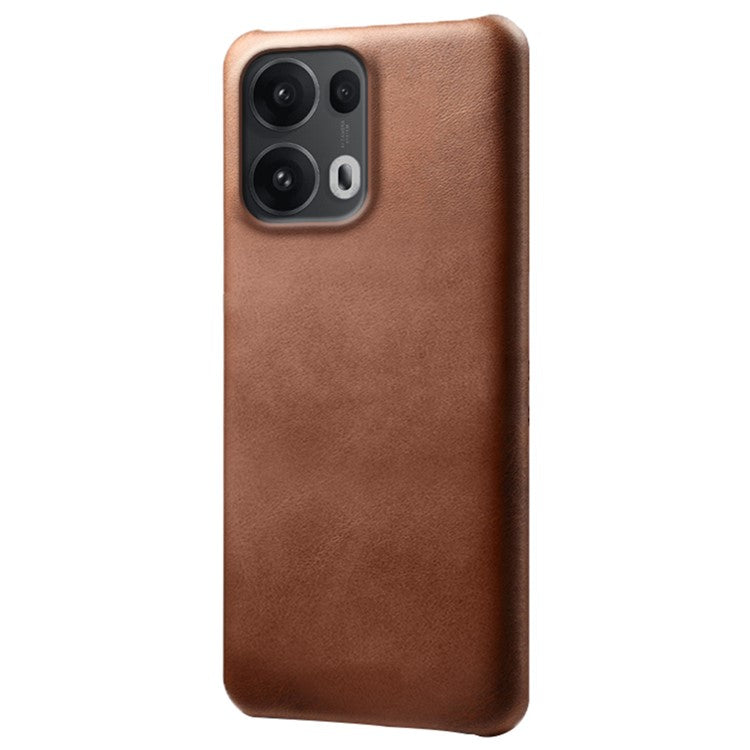 For Oppo Reno13 Pro 5G Case Calf Texture PU Leather Hard PC Protective Phone Cover - Brown
