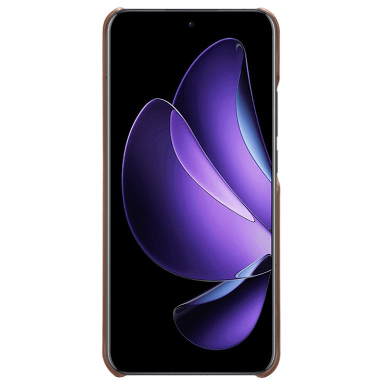 For Oppo Reno13 Pro 5G Case Calf Texture PU Leather Hard PC Protective Phone Cover - Brown