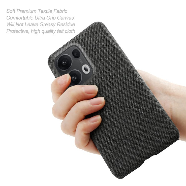 For Oppo Reno13 Pro 5G Phone Case Cloth Texture Anti-Scratch Protective PC Back Cover - Black
