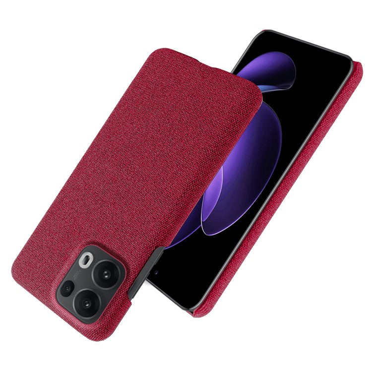 For Oppo Reno13 Pro 5G Phone Case Cloth Texture Anti-Scratch Protective PC Back Cover - Red