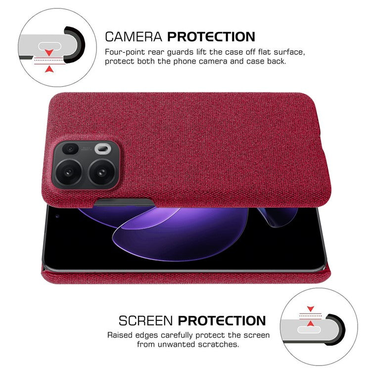 For Oppo Reno13 Pro 5G Phone Case Cloth Texture Anti-Scratch Protective PC Back Cover - Red