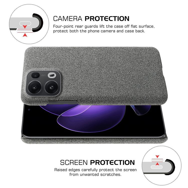 For Oppo Reno13 Pro 5G Phone Case Cloth Texture Anti-Scratch Protective PC Back Cover - Grey