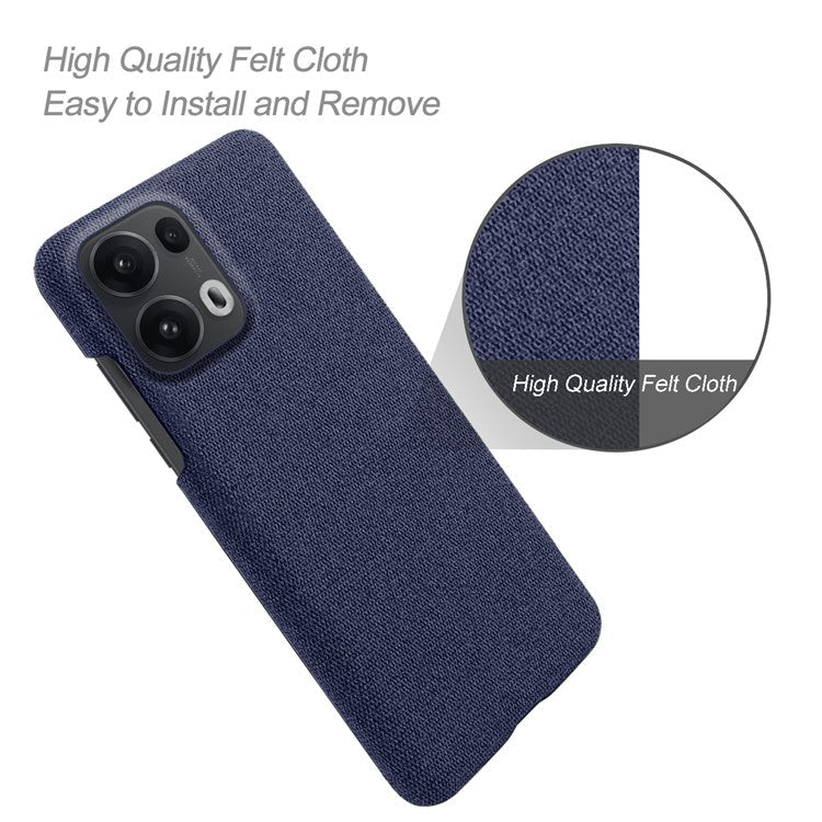 For Oppo Reno13 Pro 5G Phone Case Cloth Texture Anti-Scratch Protective PC Back Cover - Blue
