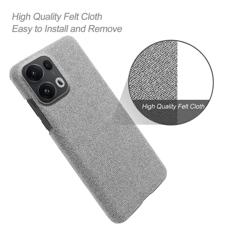 For Oppo Reno13 Pro 5G Phone Case Cloth Texture Anti-Scratch Protective PC Back Cover - Light Grey